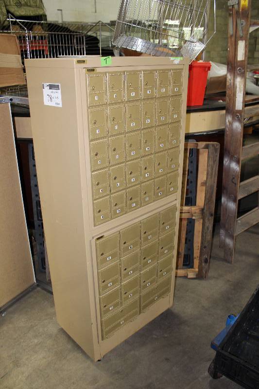 lot 78 image: Salsbury Industries Safety Deposit Box Unit wKeys app. 30 Locking Cabinets 26 x 16 x 62.