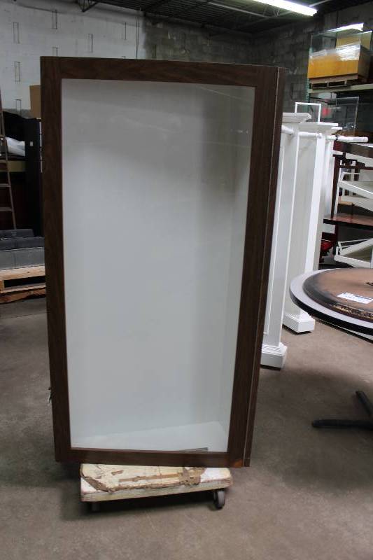 lot 63 image: Display Box wLatching Wooden Encasement Door & White Interior 60 x 30 x 14.