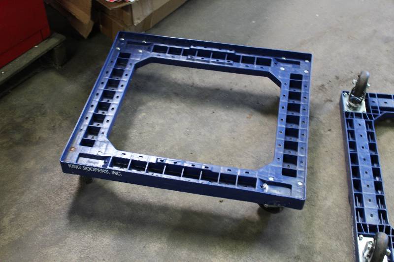 lot 51 image: Lot of (2) Blue Plastic Dollys wWheels 30 x 25.