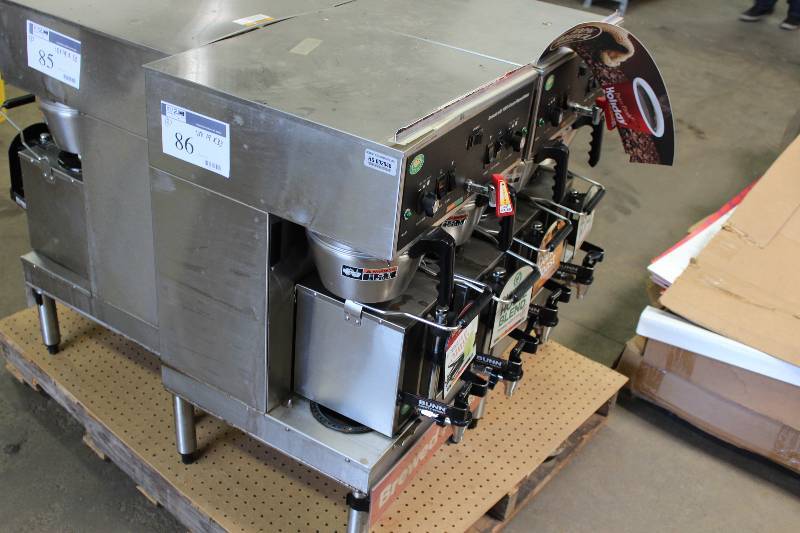 lot 86 image: Lot of (2) Holiday Pantry Commercial Coffee Makers & Warmers Dual Pots Top Brewing 18 x 19 x 33.