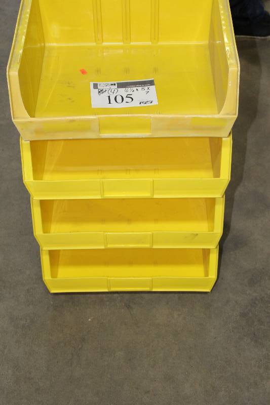 lot 105 image: Lot of (4) Plastic Storage Containers Stackable 16 x 15 x 7.