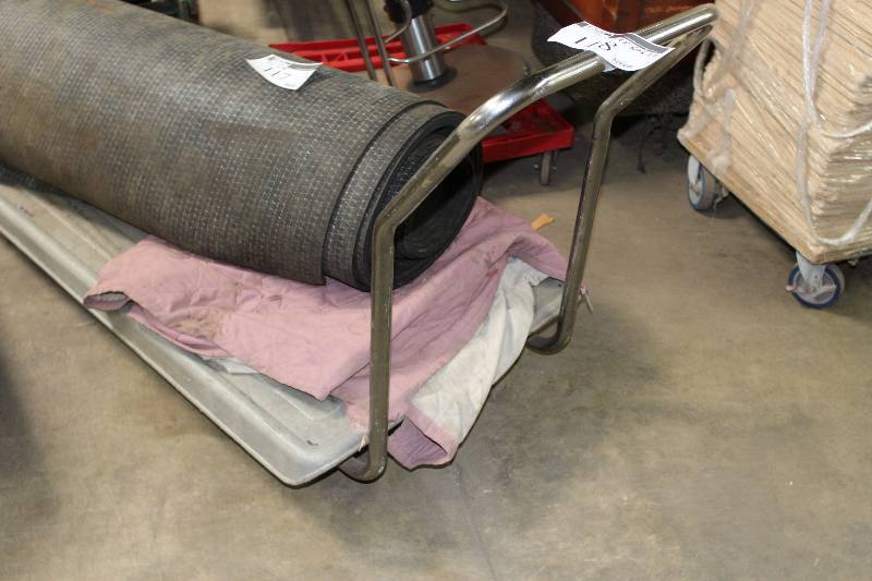 lot 118 image: Cart wWheels & Push Handle 29 x 60 x 37 Does Not Include Contents.
