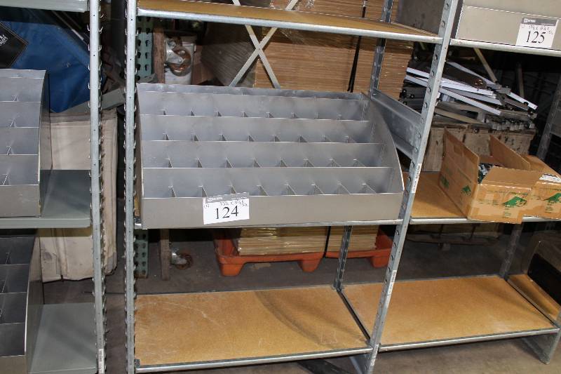 lot 124 image: Lot of (2) Metal Dividers wMultiple Compartments 33.5 x 16.5 x 13.5.