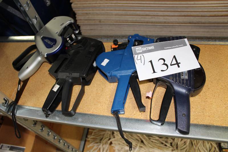 lot 134 image: Lot of (4) Pricing Guns Including Brands Avery Dennison, Garvey, And More.