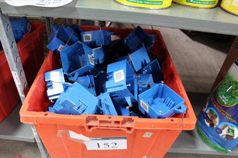 lot 152 image: Container Lot of Plastic Electrical Wire Housing Boxes.