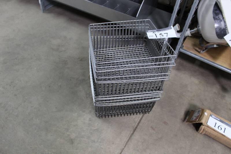 lot 157 image: Lot of (13) Metal Grate Baskets 14 x 15.