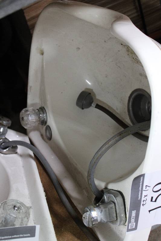 lot 159 image: Ceramic Sink wFaucet Attachments 22 x 17.