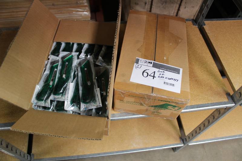 lot 64A image: Box Lot of (1) s4 Box Cutters Right-Handed app. 72 ct perBox.