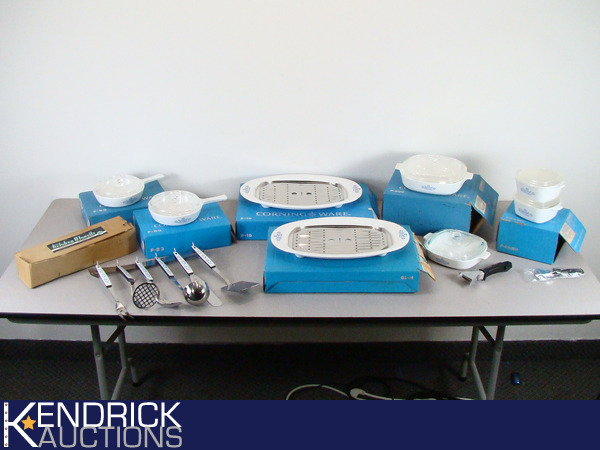 lot 1 image: Large Lot of Vintage NOS Corning Ware Blue Cornflower Pattern