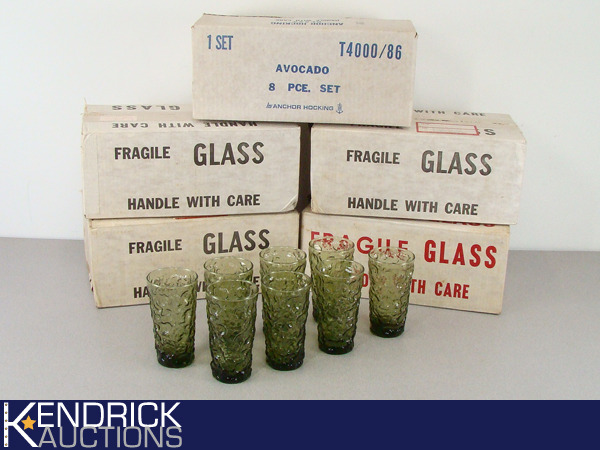 lot 23 image: 5 NOS Vintage Anchor Hocking Lido Milano Sets of 8 Tumblers