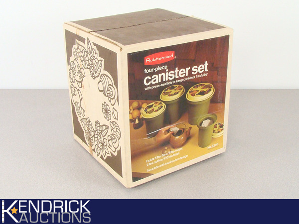lot 31 image: NOS Vintage Rubbermaid Four-Piece Canister Set