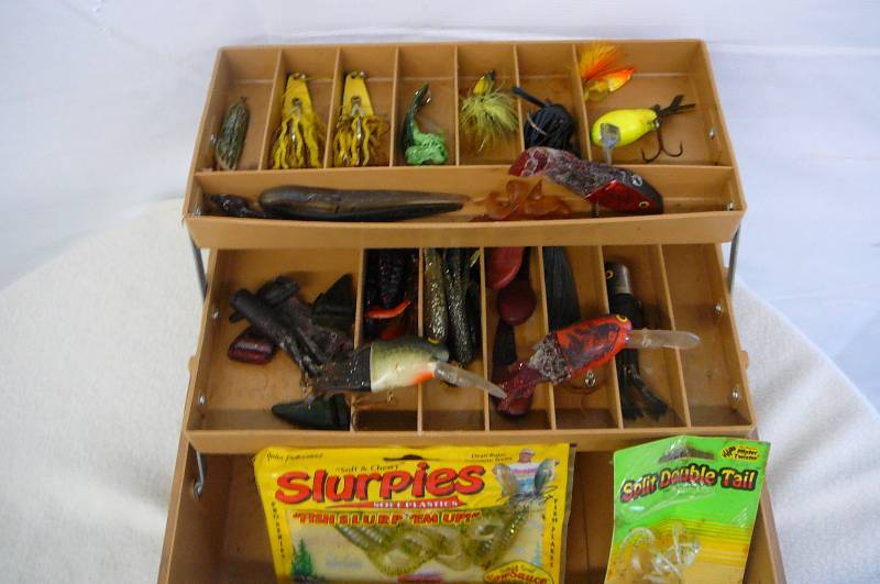 lot 22 image: Tackle Box and Tackle old pal woodstream