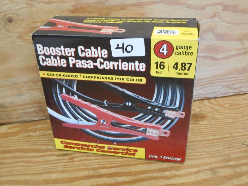 lot 40 image: Unused 4-Gauge 16ft Booster Cables ...