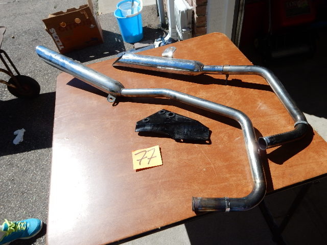 lot 77 image: Aftermarket Mufflers for a 1987 Honda Rebel