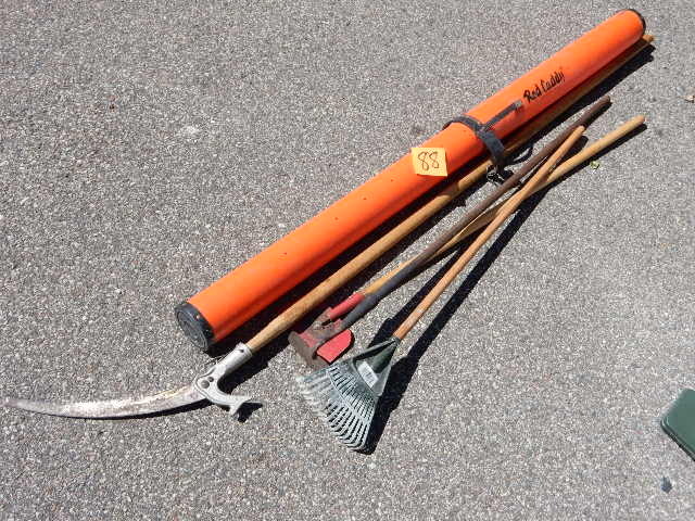 lot 88 image: Misc. Garden Tools, Rod Caddy