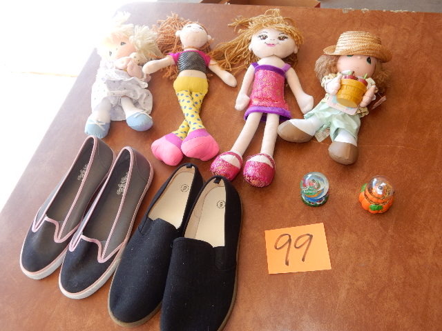 lot 99 image: 2 Pair Womens canvas loafers. .No BOUNDARIES and No Name.. Size 9.. Misc. Dolls as pictured
