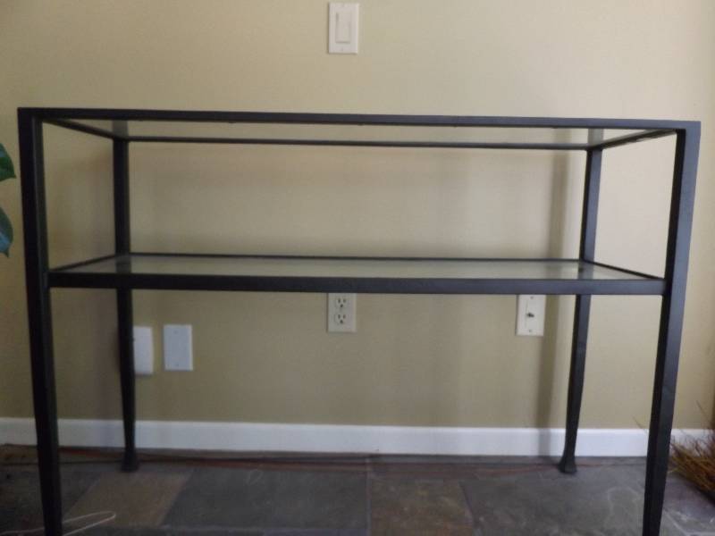lot 18 image: Glass Top Wrought Iron Table