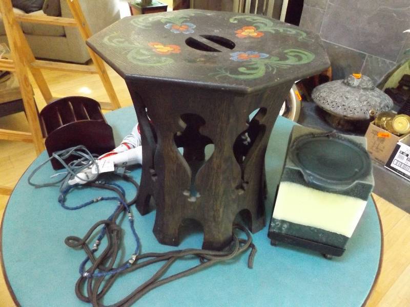 lot 48 image: Candle, Mail Organizer, Small Painted Table, more