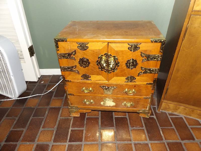 lot 63 image: Oriental wooden chest