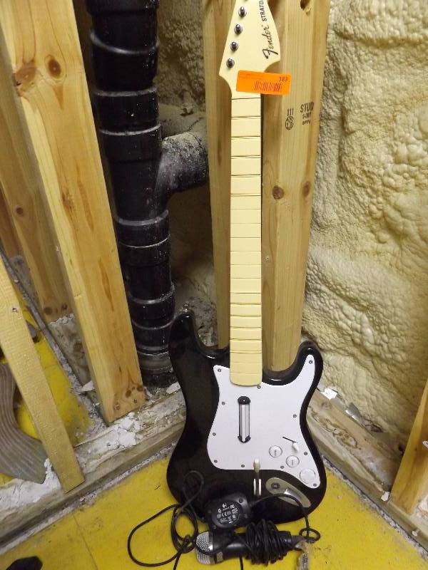 lot 383 image: Harmonix Guitar for Gaming System, Rock Band Microphone