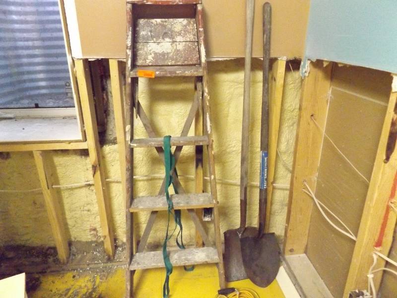 lot 392 image: Step Ladder, Shovels, Cord, Carry Strap