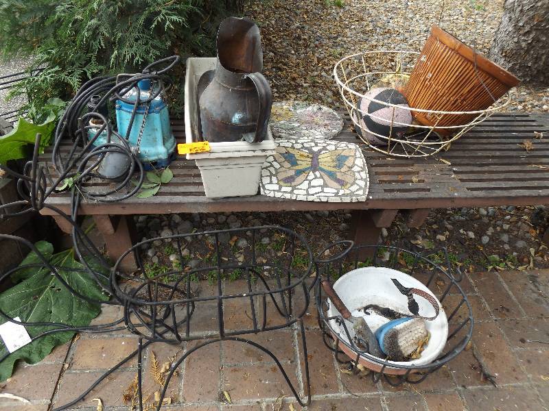 lot 573 image: Sump Pump, Planters, Hanging Baskets, more
