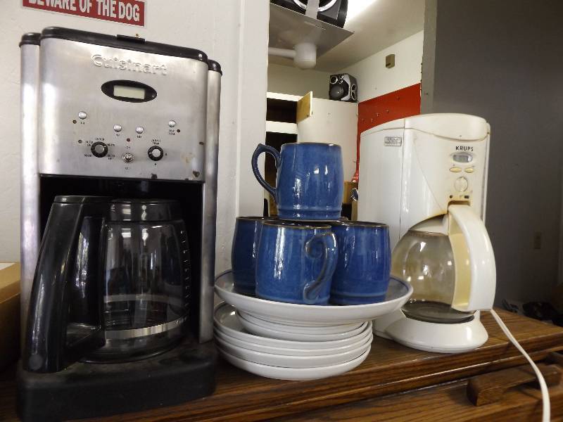 lot 501 image: Quisinart Coffee Maker, Krup Coffee Maker, Mugs, Plates