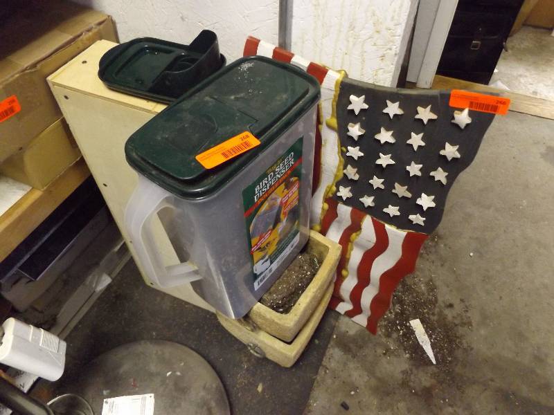 lot 268 image: Wooden Flag, Cubby Drawers, Plastic Container