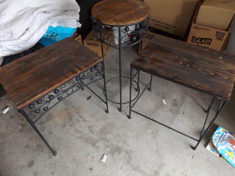lot 275 image: Wrought Iron Tables, Plant Stand