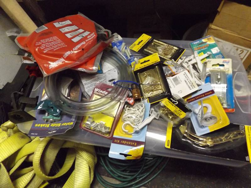 lot 231 image: Hinges, Stakes, Hoses, Lights, more