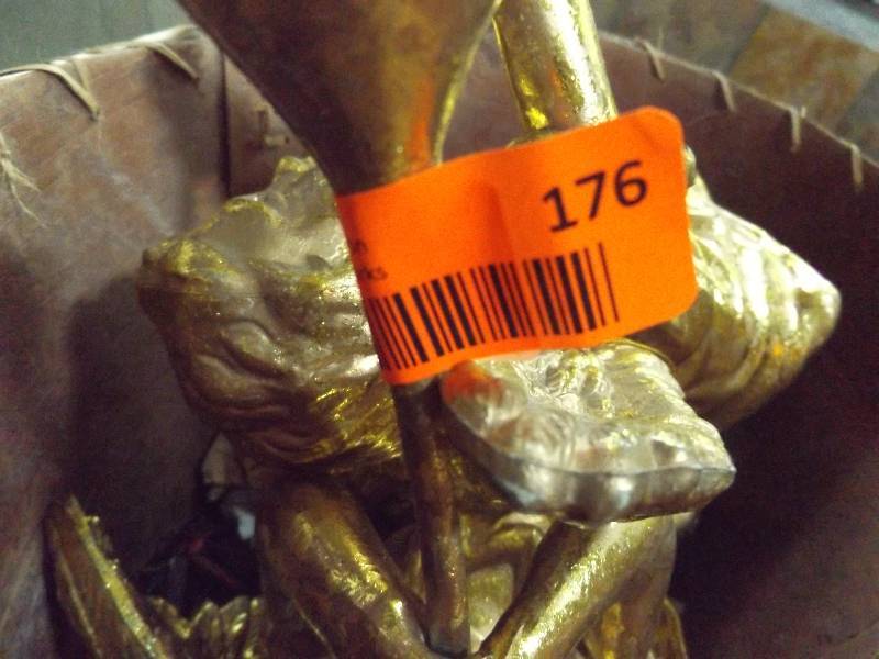 lot 176 image: 2 Gold Cherubs in Birch Basket