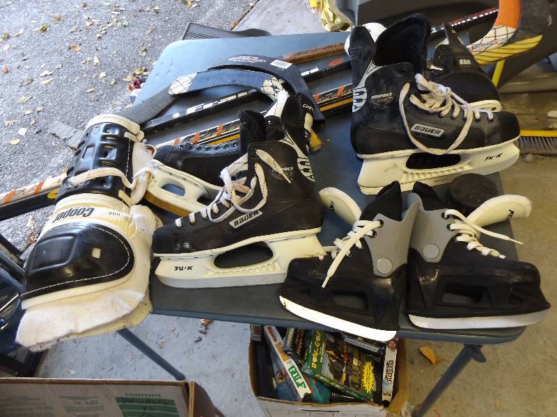 lot 478 image: Hockey Skates, Hockey Sticks