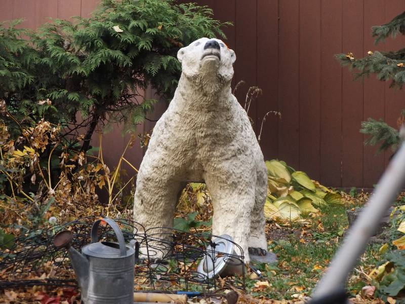 lot 594 image: Large Concrete Polar Bear and Floodlight