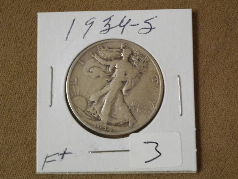 1934-S Half, F Showing Skirtlines ...