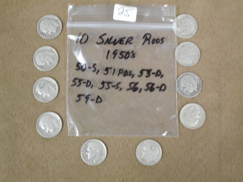 (10) Silver Roosevelt Dimes From Th...