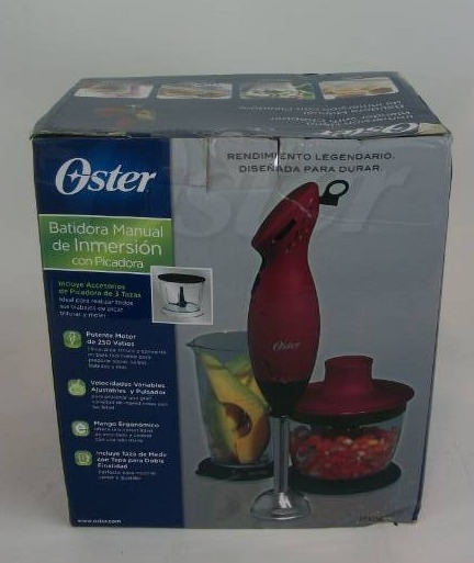 Oster� 2-Speed Immersion Hand Blender with Food Chopper Attachment, Metallic Red