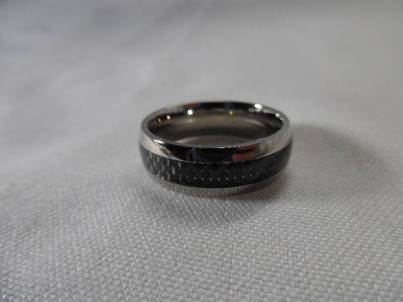 Chisel Titanium and Black Carbon Fiber Mens Ring