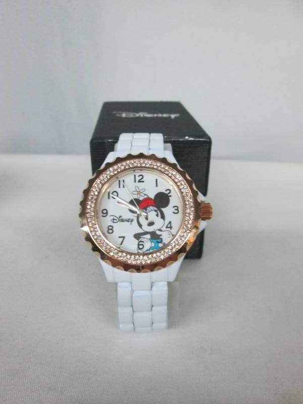 Disney Enamel Womens Minnie White Watch