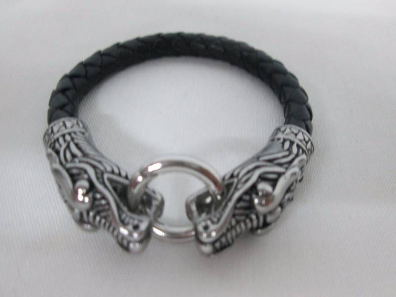 Mens Stainless Steel Dragon Bracelet & Ring Set