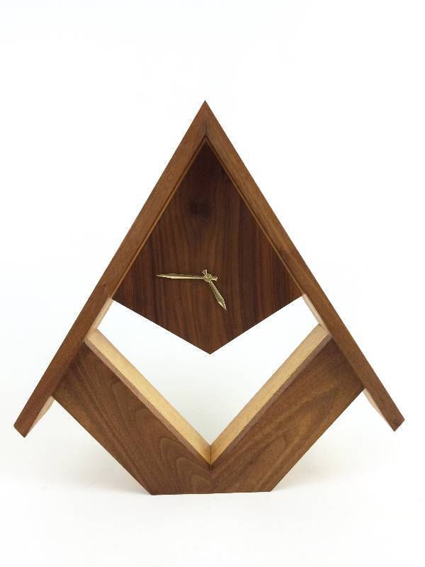 lot 5 image: Eames Era solid teak wood mantle clock