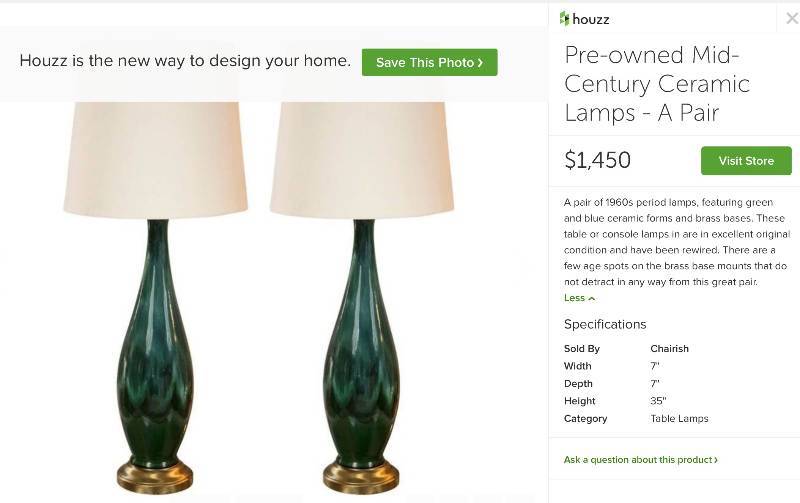 lot 15 image: Eames Era Vintage drip glaze lamp