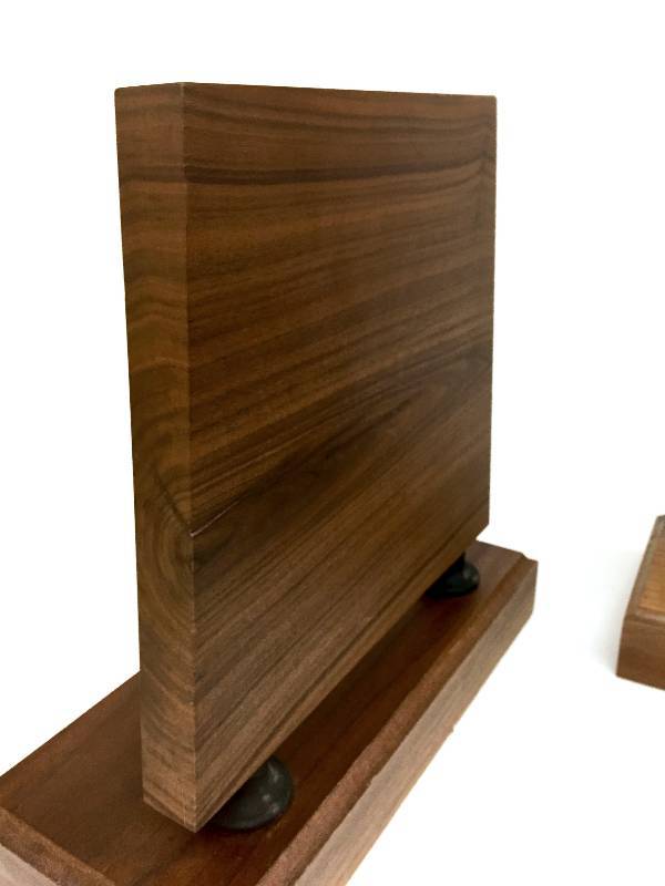 lot 21 image: Eames Era Solid Teak Wood Over sized Book Ends with Jutegrass