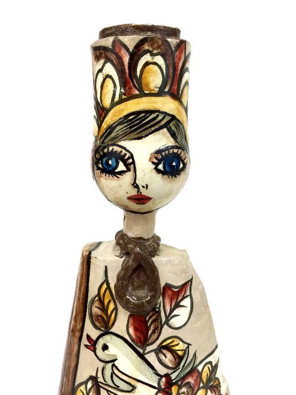 lot 23 image: Abelardo Ruiz paper mache woman candle holder signed
