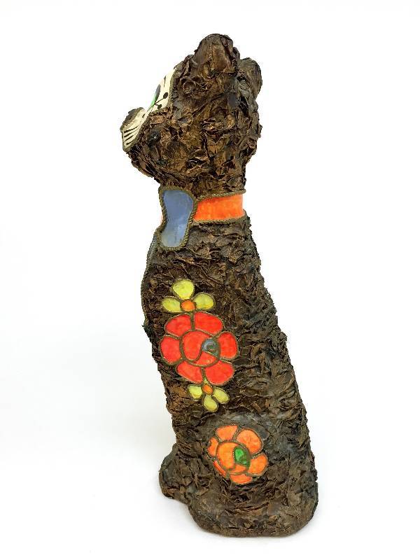 lot 28 image: Cool Bronze colored Tall paper mache cat