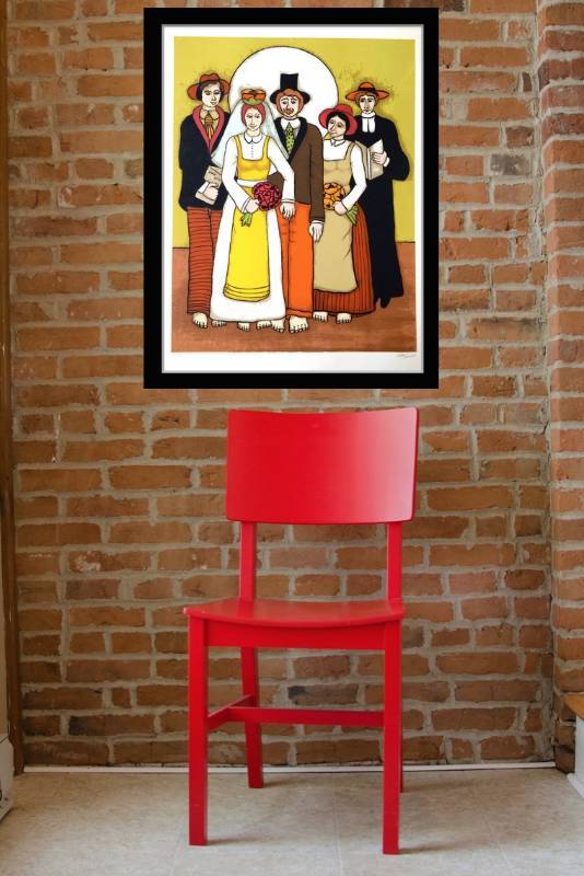 lot 24 image: THE WEDDING by Elke Sommer Numbered folk art piece