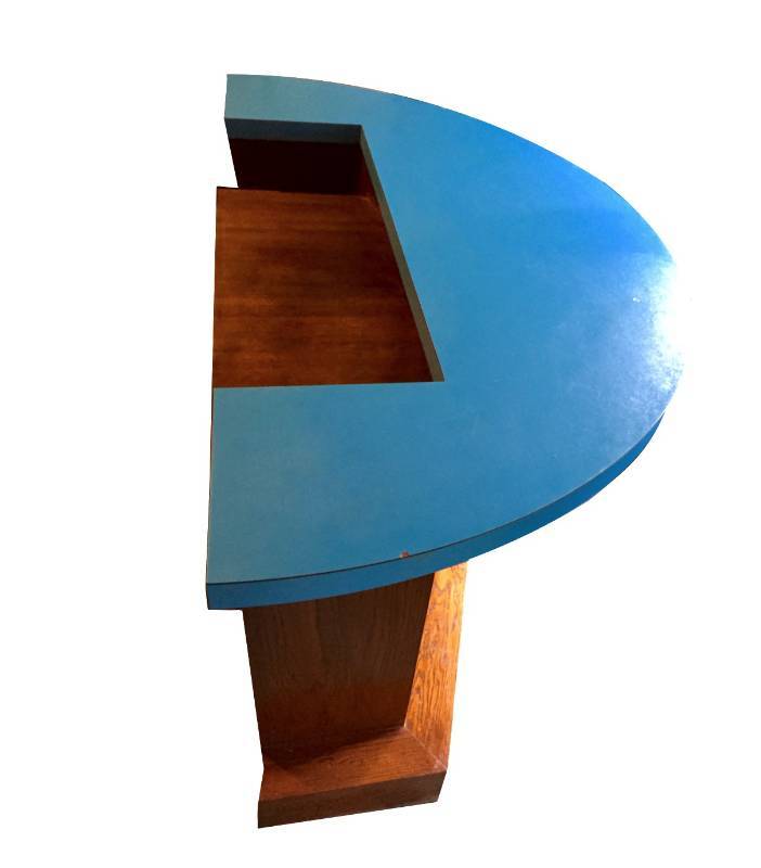 lot 25 image: Large Mid Century Modern Bar with Butcher Block Top & Tall Cabinet