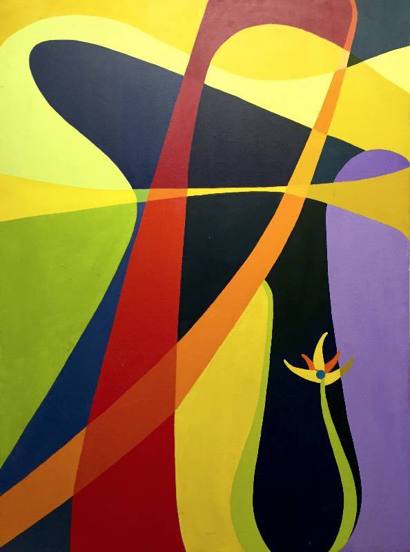 Large Original Abstract Art Circa 1950s on Canvas