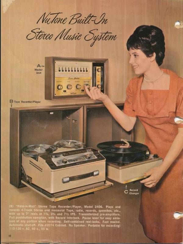 lot 35 image: Ultra Rare Vintage record player installed Nutone with radio and speaker system