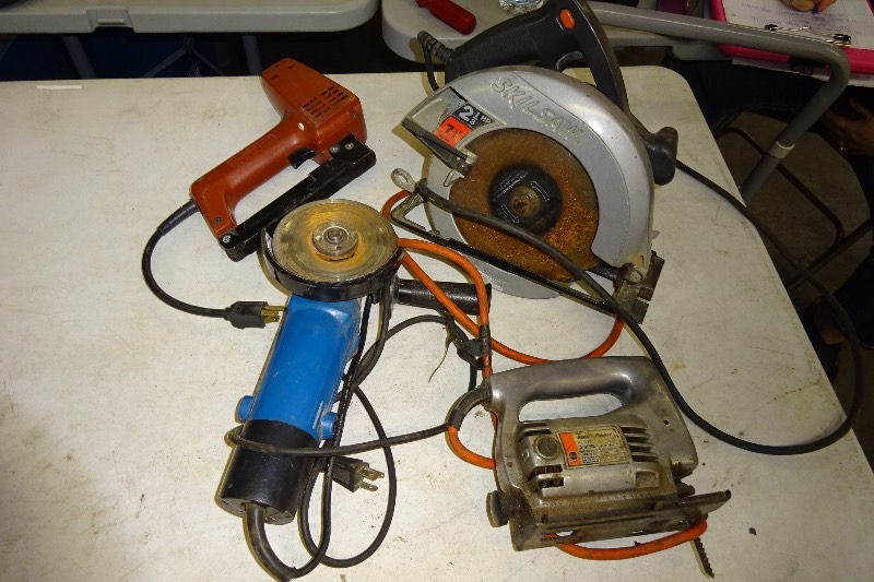 Electric Stapler, Skilsaw, 4 Angle grinder, jig saw