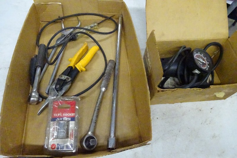 Timing light, breaker bar, socket, ratchet, tin snips, break pliers